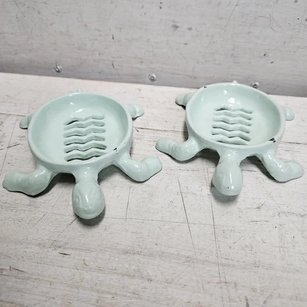 Cast Iron Turtle Soap Dish Set of 2 Bathroom Kitchen Accessory